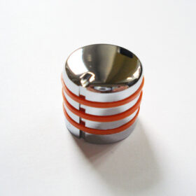 Potiknopf - Typ Dome Speed Deluxe / Push ON - chrom gummiert orange