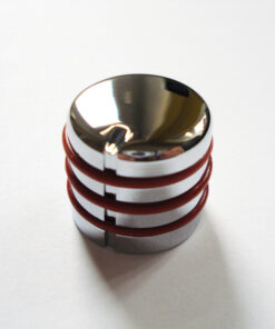 Potiknopf - Typ Dome Speed Deluxe / Push ON - chrom gummiert red