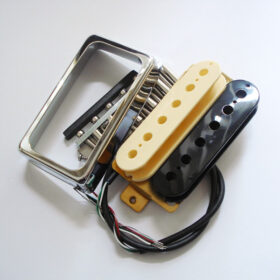 Wickelkit - Humbucker - Typ open Cover chrom / creme-schwarz Alnico