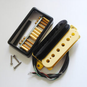 Wickelkit - Humbucker - schwarz/creme - gold - Typ open-Cover black - Alnico