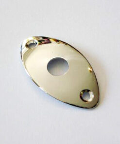 Buchsenplatte Metall oval gebogen - chrom