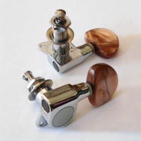 Mechaniken Gitarre - 3L/3R - chrom - perloid (Nierenflügel)